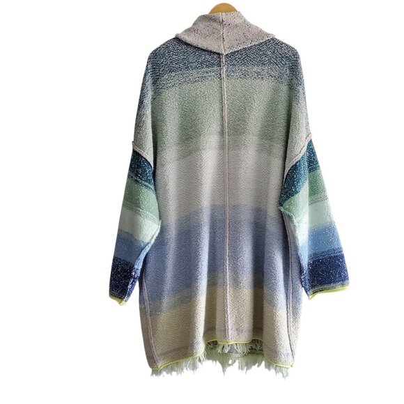 Free People Long Cardigan in Shades of Blue and Greens.  Size Small - Picture 2 of 9